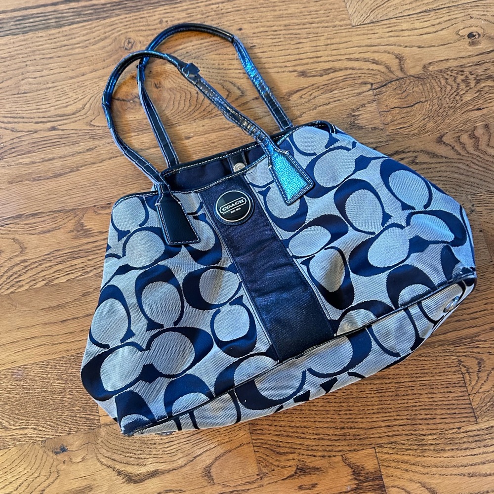 Coach Black and Gray Signature Tote Bag